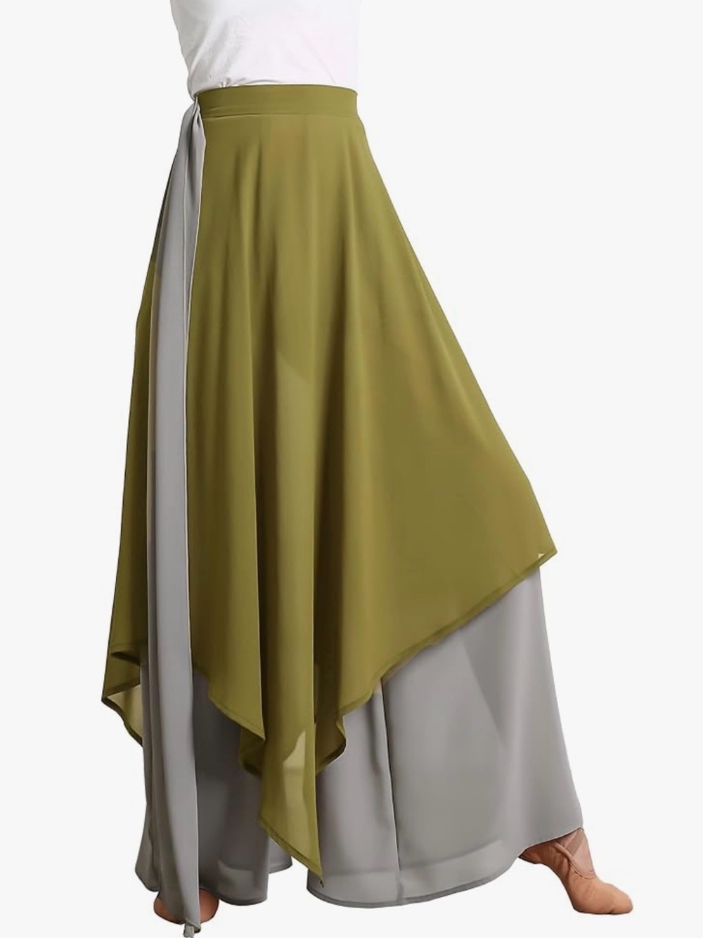 Gongyan Women's Loose Double Layered Color Clash Chiffon Pants Langelook Flowy